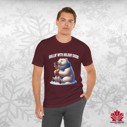 Chillin’ With Holiday Cheer | Polar Bear Christmas Tee | Cozy Canadian Holiday Shirt – Premium Cotton