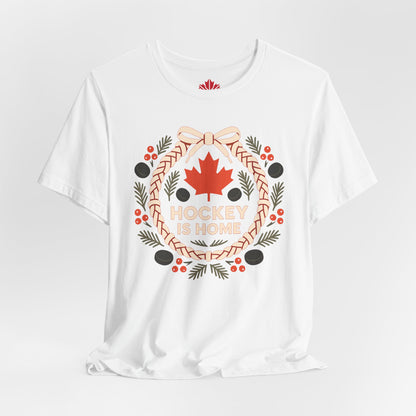 Hockey Lace Wreath | Canadian Hockey Christmas Shirt | Maple Leaf Holiday Tee – Premium Cotton Gift
