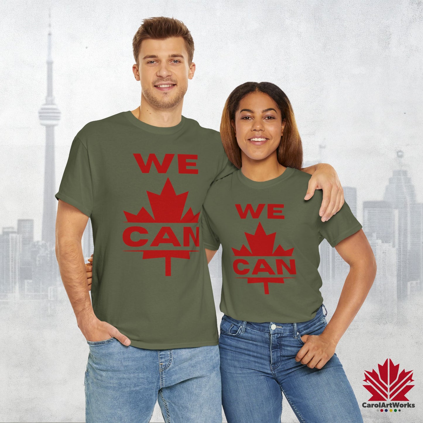 “WE CAN” with Maple Leaf Unisex Cotton Tee – Casual Comfort for Every Occasion