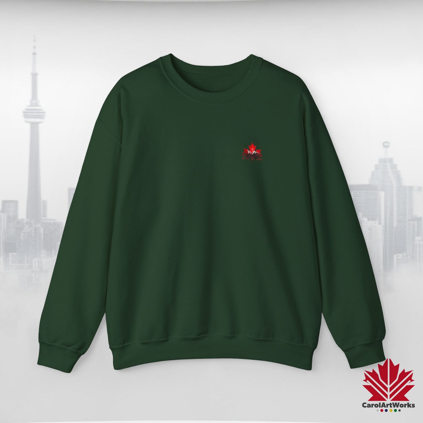 “Canada is Not for Sale” Crewneck Sweatshirt - Red Maple Leaf and Mountains, Soft and Warm