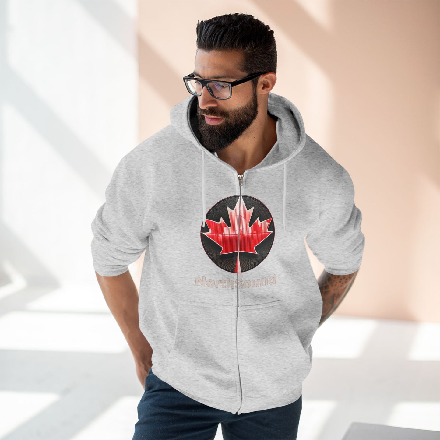 "NorthSound" Unisex Zip Hoodie - Zip Up and Tune In to Canadian Vibes