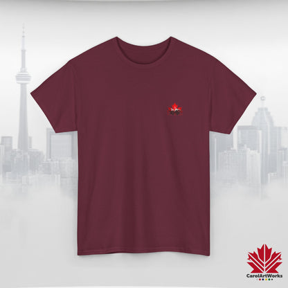“Canada is not for Sale” Unisex Heavy Cotton Tee – Red Maple Leaf and Mountains, Stylish Canada Shirt