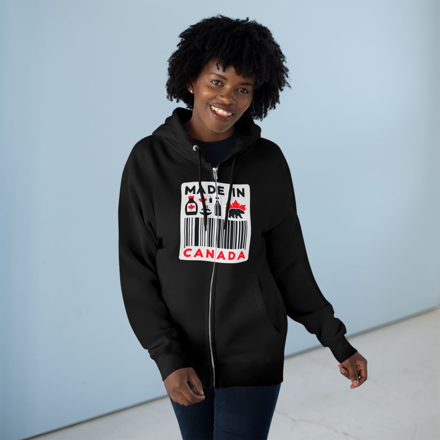 Sweat à capuche unisexe zippé « Fabriqué au Canada » – Minimaliste, ludique et fier