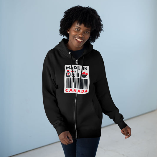 “Made in Canada” Unisex Zip Hoodie – Minimalist, Playful, and Proud