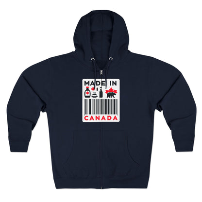 Sweat à capuche unisexe zippé « Fabriqué au Canada » – Minimaliste, ludique et fier