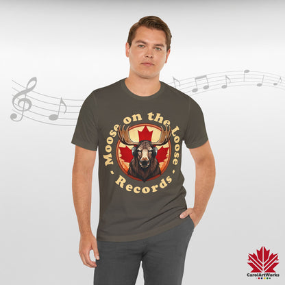 “Moose on the Loose Records” Unisex Short Sleeve Tee – A Hit for Every Playlist