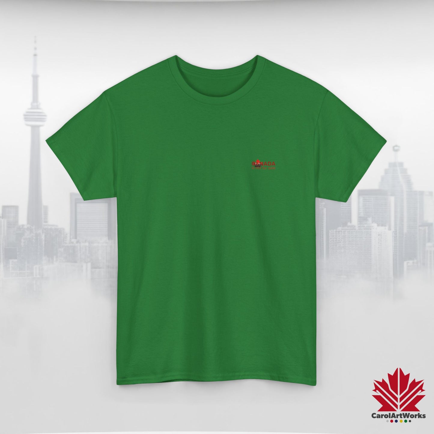“Canada is not for Sale” Unisex Heavy Cotton Tee – Red Maple Leaf and Mountains, Stylish Canada Shirt