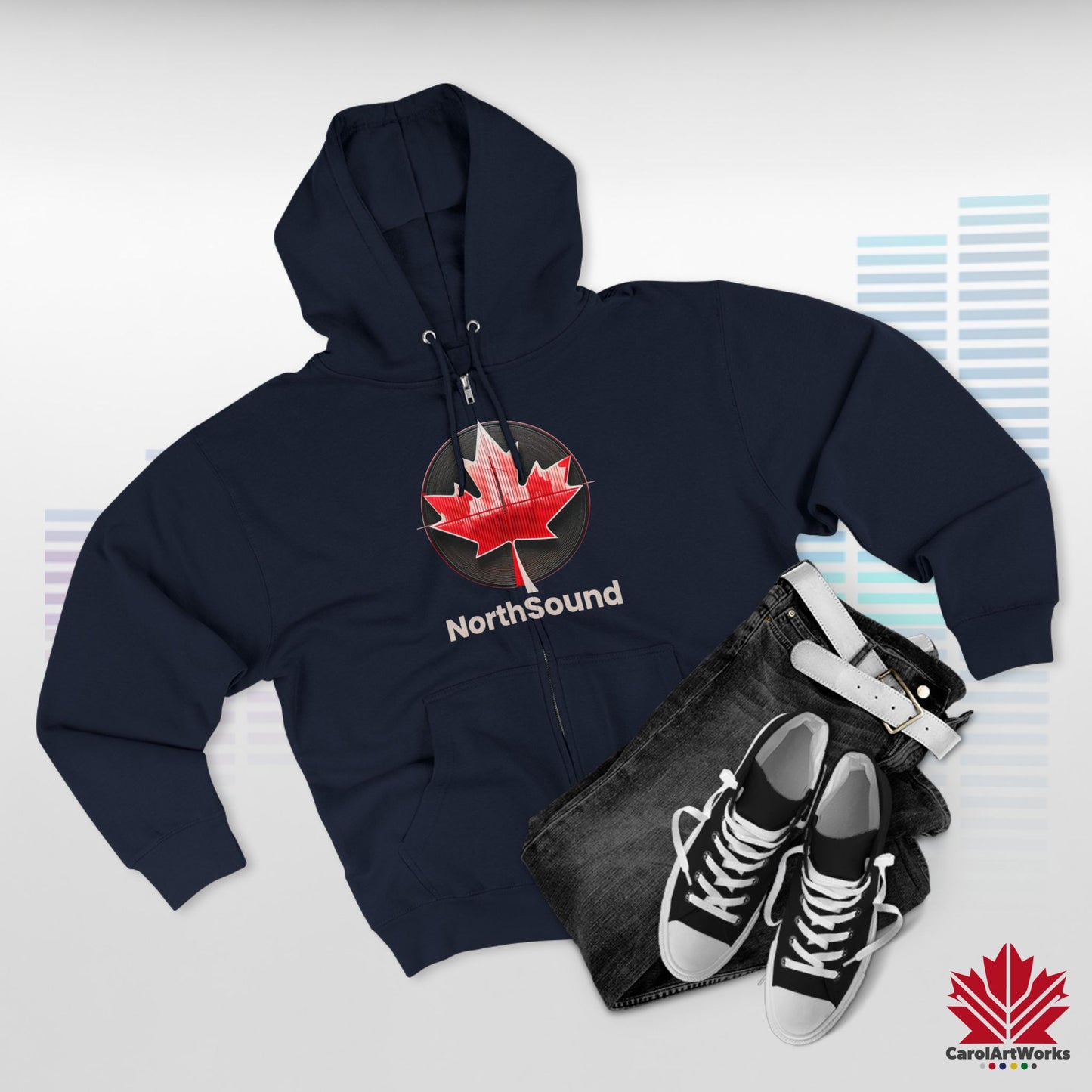 "NorthSound" Unisex Zip Hoodie - Zip Up and Tune In to Canadian Vibes