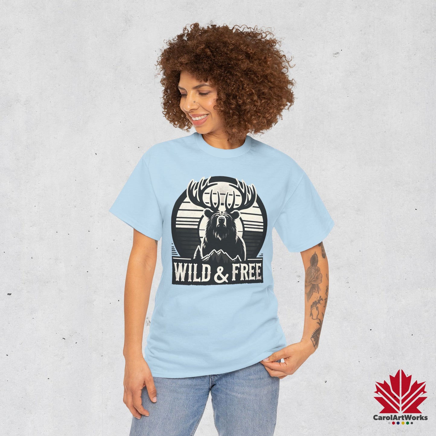 “Wild & Free” Unisex Cotton Tee – Nature Inspired Graphic T-Shirt