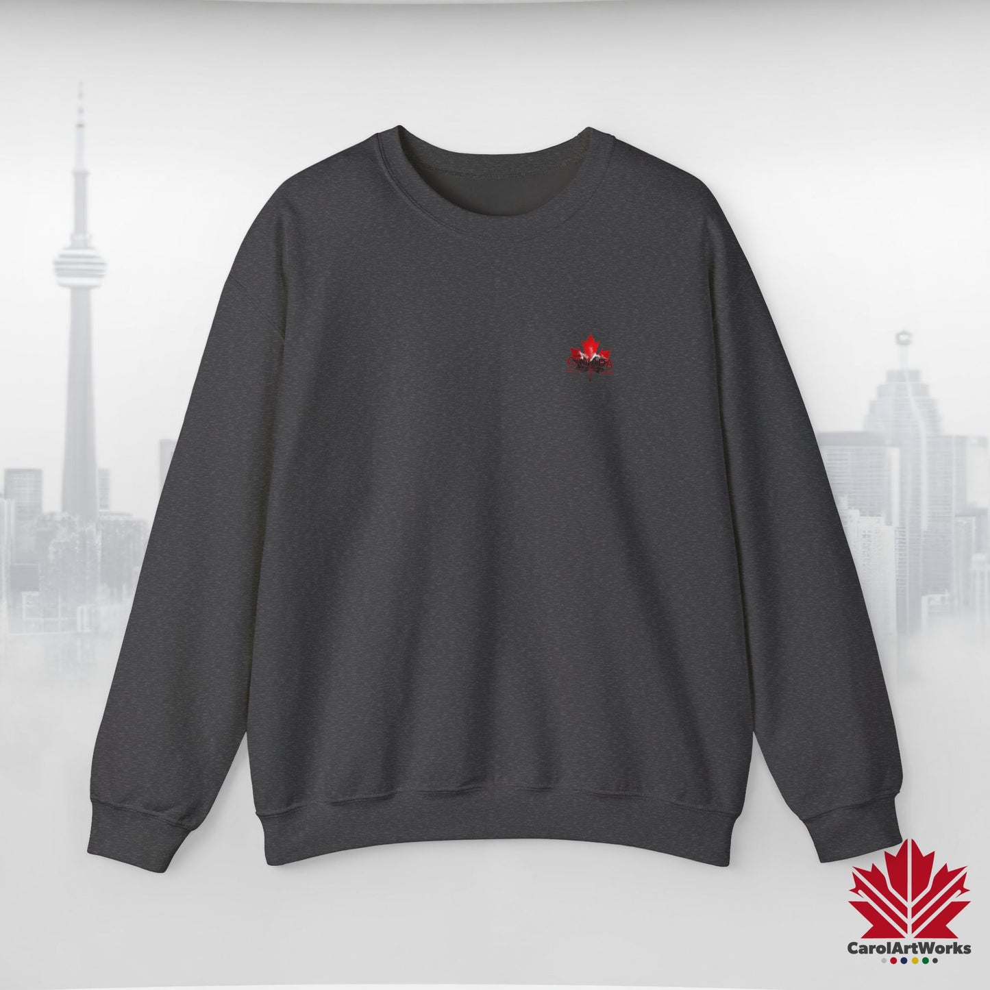 “Canada is Not for Sale” Crewneck Sweatshirt - Red Maple Leaf and Mountains, Soft and Warm