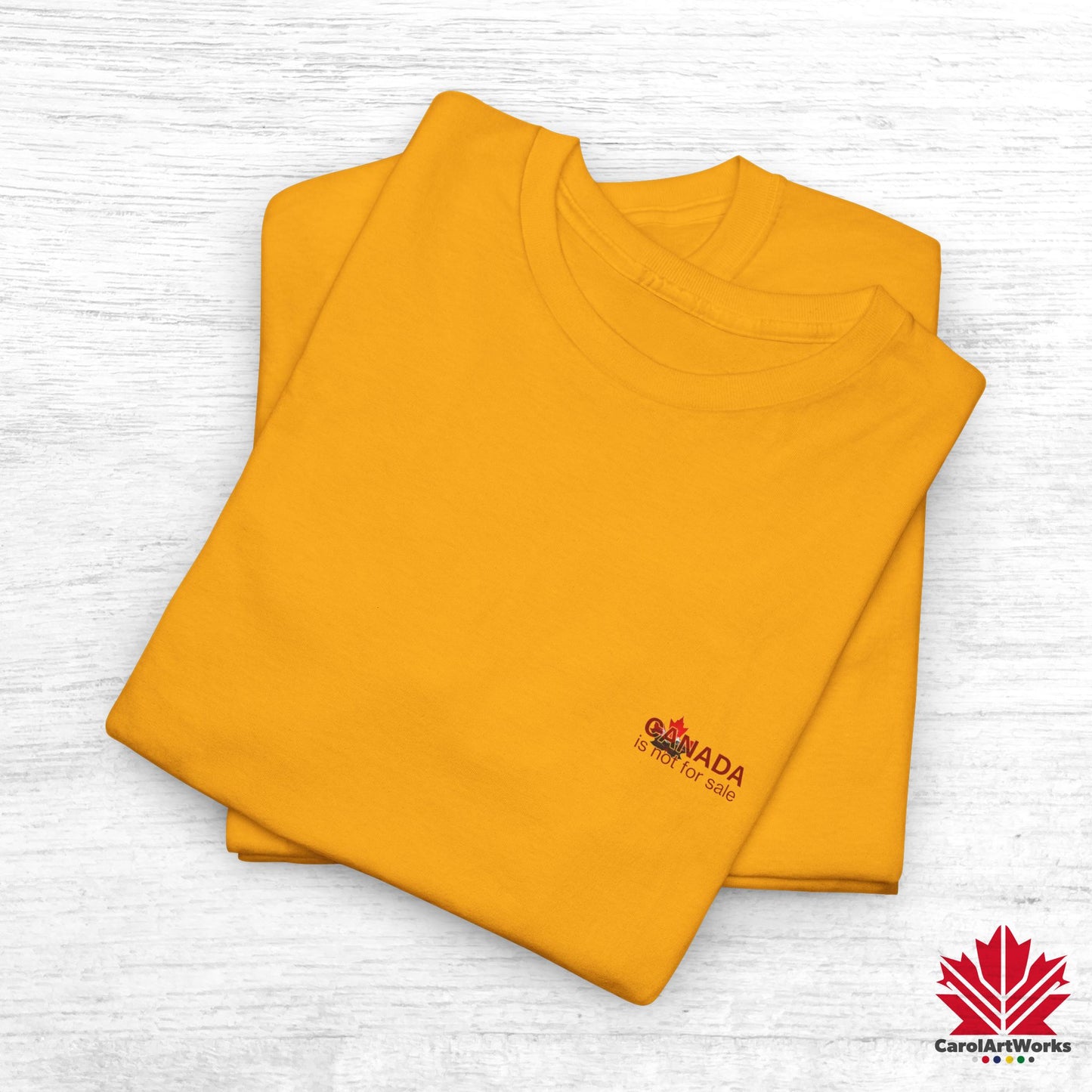“Canada is not for Sale” Unisex Heavy Cotton Tee – Red Maple Leaf and Mountains, Stylish Canada Shirt