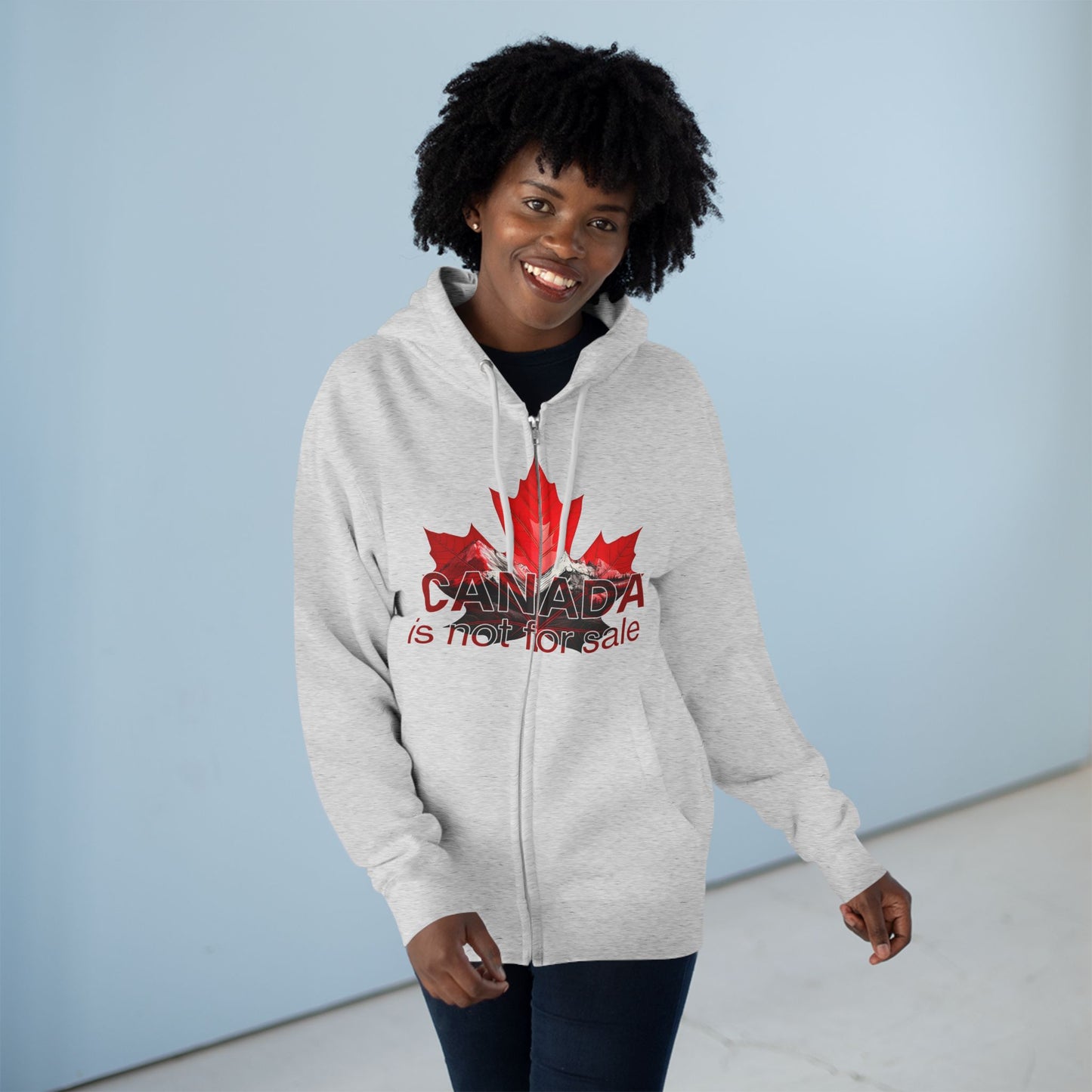 Sweat à capuche unisexe zippé « Le Canada n'est pas à vendre » – Feuille d'érable rouge et montagnes, sweat-shirt confortable et élégant pour les fiers Canadiens