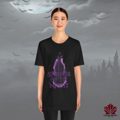 Strings of the Night – Gothic Halloween Tee | Haunted Violin Design