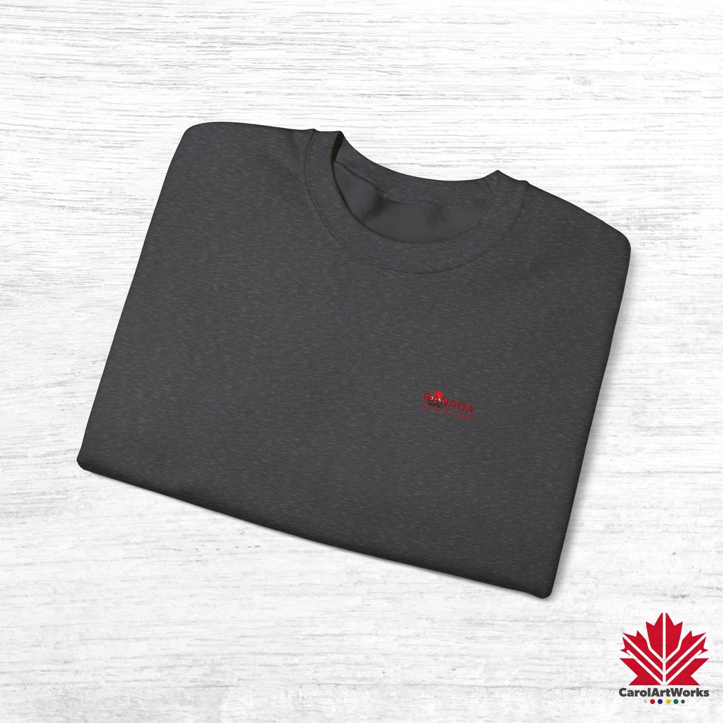 “Canada is Not for Sale” Crewneck Sweatshirt - Red Maple Leaf and Mountains, Soft and Warm