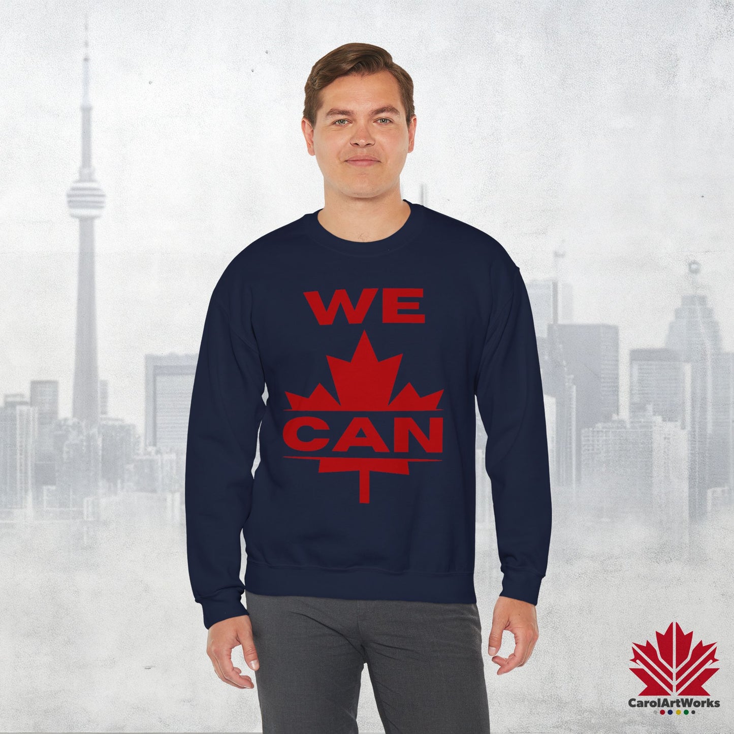 Sweat-shirt unisexe « We Can » avec motif feuille d'érable – Sweat-shirt motivant pour un confort quotidien, fierté canadienne