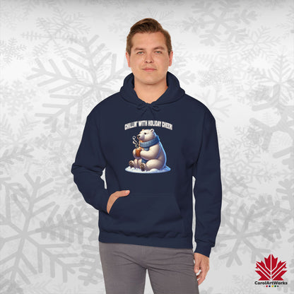 Chillin’ With Holiday Cheer Hoodie | Polar Bear Christmas Hoodie | Canadian-Made Fleece Hoodie
