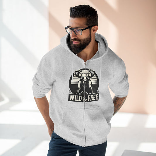 “Wild & Free” Unisex Zip Hoodie – Casual Style for Outdoors and Everyday Wear