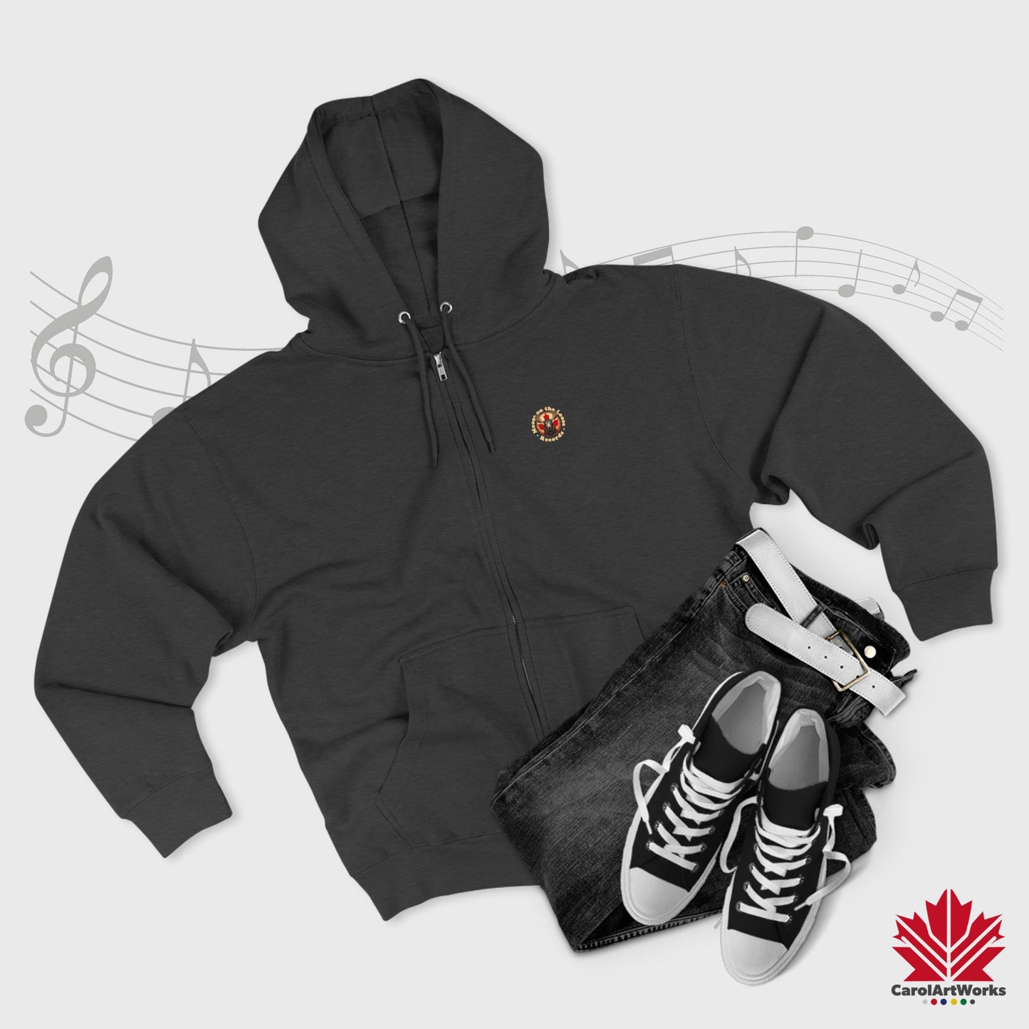 "Moose on the Loose Records" Unisex Zip Hoodie - Cozy and Stylish for Music Lovers