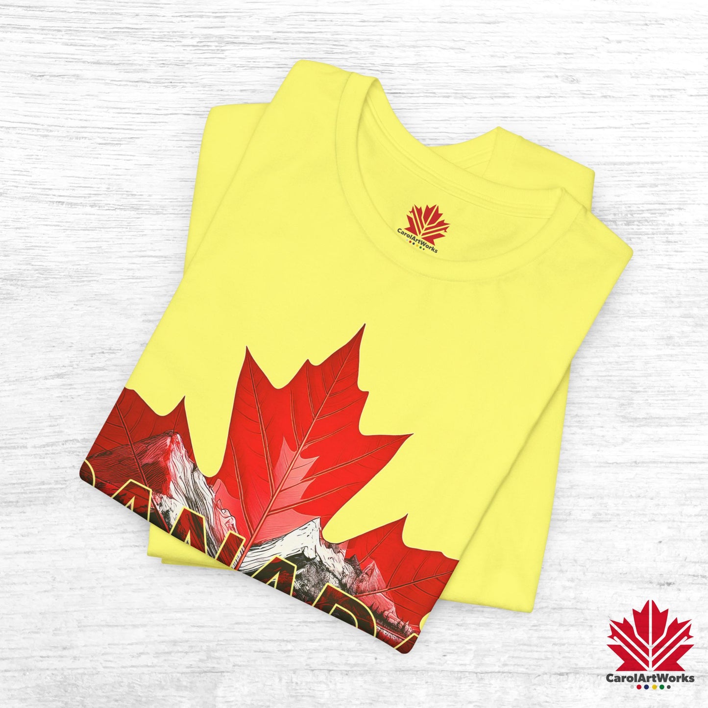 “Canada is not for Sale” Unisex Short Sleeve Tee – Red Maple Leaf and Mountains, Stylish Canada Shirt