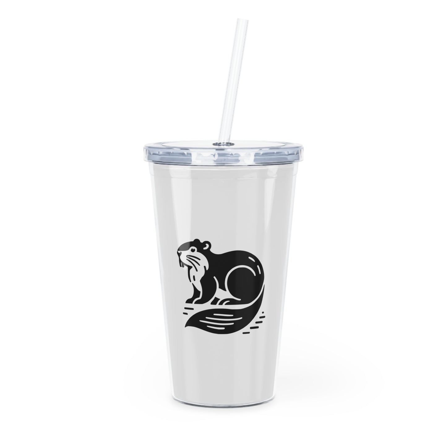 scandinavian minimalistic Design BEAVER Tumbler with Straw – Nature Inspired Graphic
