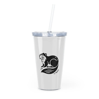 scandinavian minimalistic Design BEAVER Tumbler with Straw – Nature Inspired Graphic