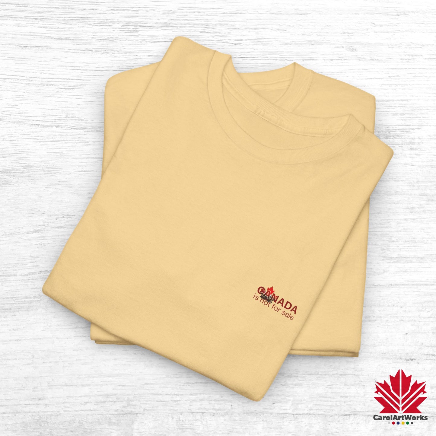 “Canada is not for Sale” Unisex Heavy Cotton Tee – Red Maple Leaf and Mountains, Stylish Canada Shirt