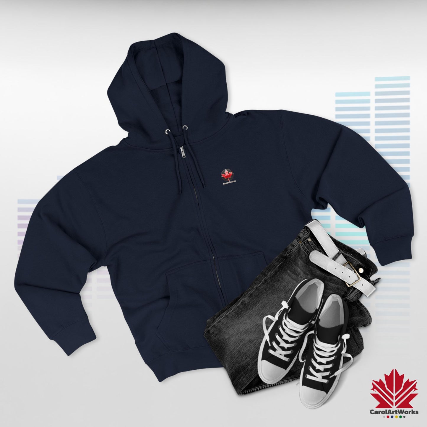 "NorthSound" Unisex Zip Hoodie - Zip Up and Tune In to Canadian Vibes