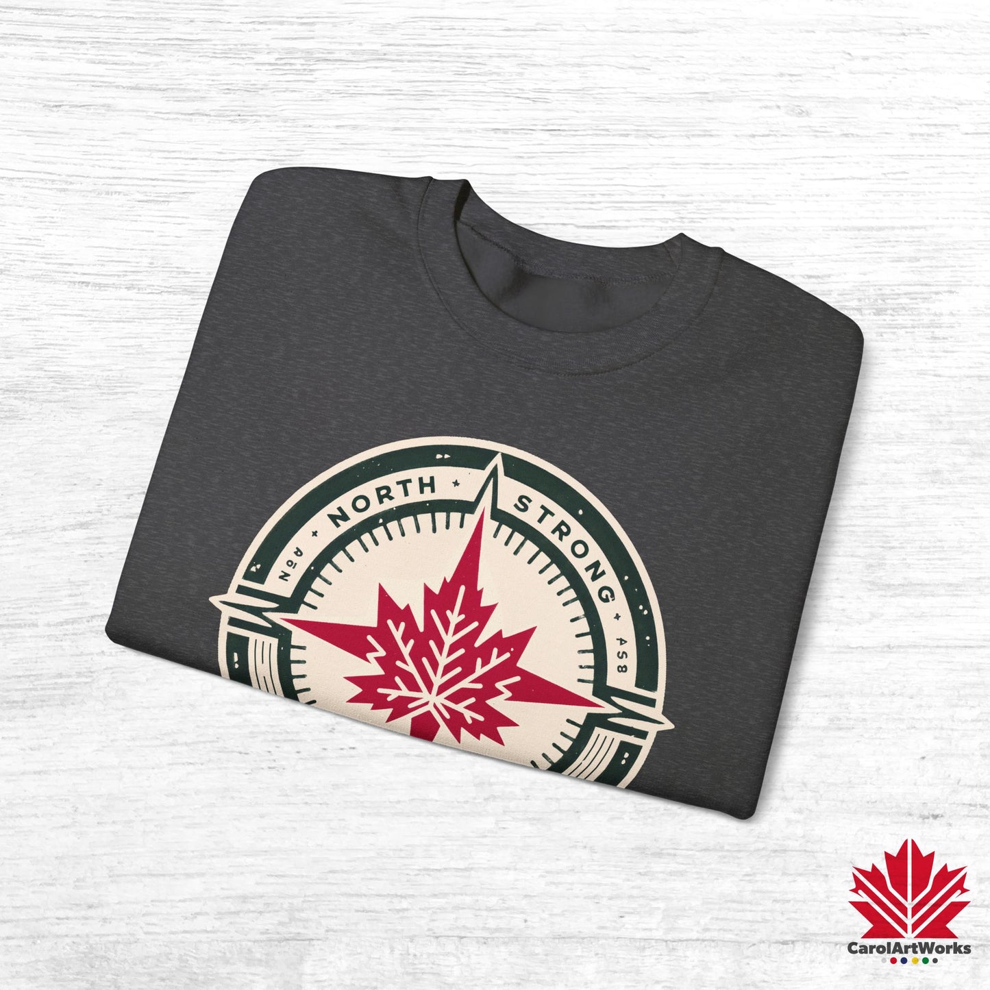 “North Strong” Compass Design Unisex Sweatshirt – Navigate Adventure with Canadian Pride
