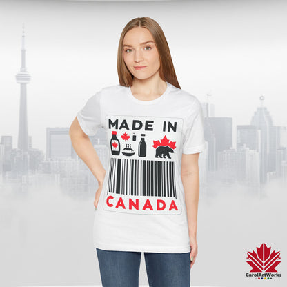 "Made in Canada" product label Design Unisex Short Sleeve Tee – Minimalist, Playful, and Proud