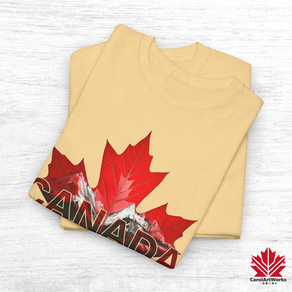 “Canada is not for Sale” Unisex Heavy Cotton Tee – Red Maple Leaf and Mountains, Stylish Canada Shirt