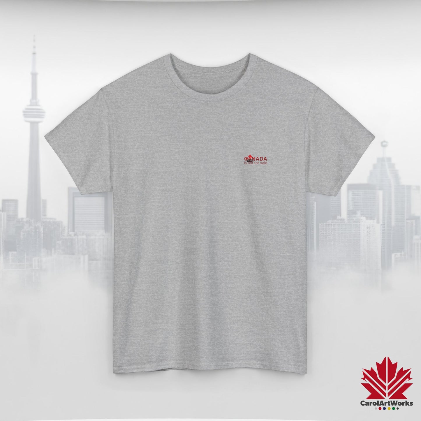 “Canada is not for Sale” Unisex Heavy Cotton Tee – Red Maple Leaf and Mountains, Stylish Canada Shirt
