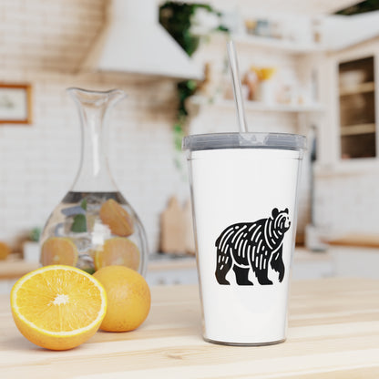 scandinavian minimalistic Design BEAR Tumbler with Straw – Nature Inspired Graphic