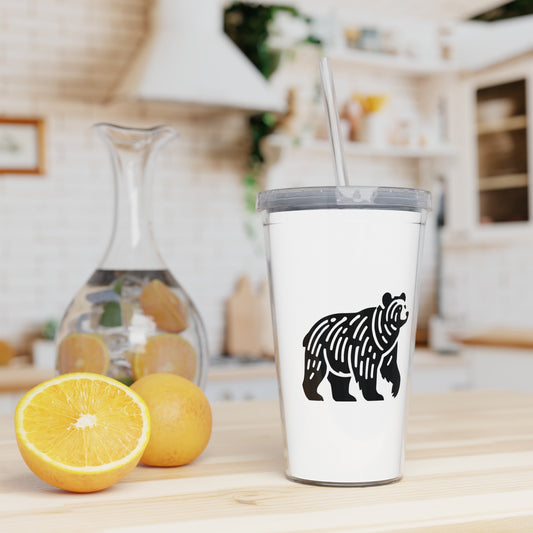 scandinavian minimalistic Design BEAR Tumbler with Straw – Nature Inspired Graphic