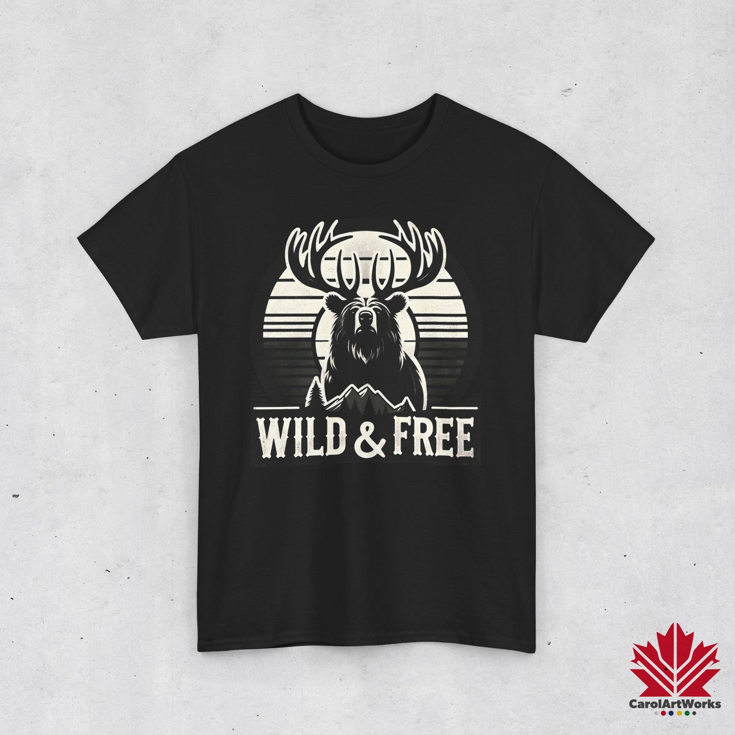 “Wild & Free” Unisex Cotton Tee – Nature Inspired Graphic T-Shirt