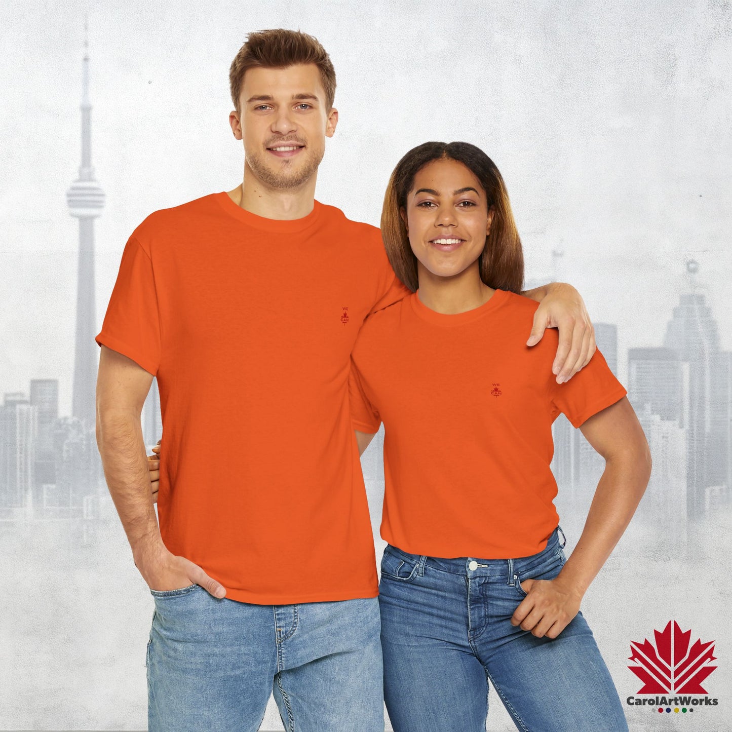 “WE CAN” with Maple Leaf Unisex Cotton Tee – Casual Comfort for Every Occasion