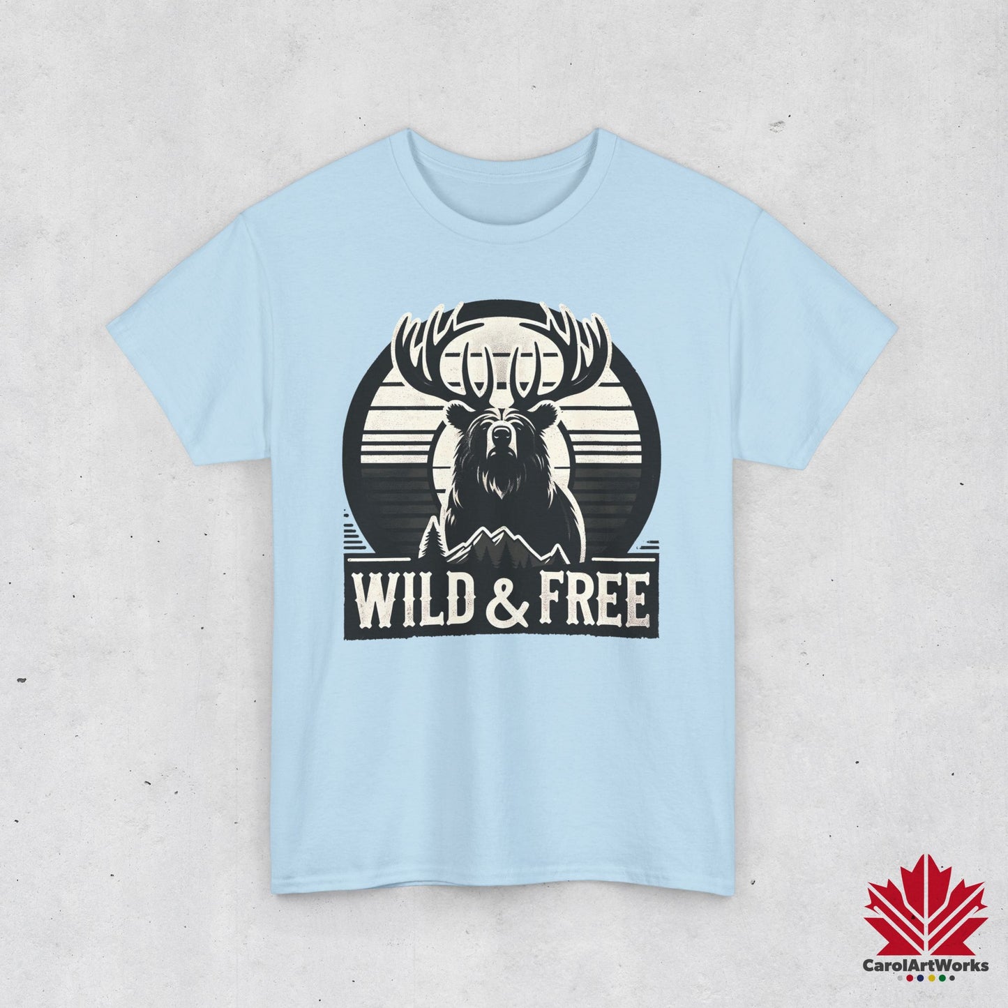 “Wild & Free” Unisex Cotton Tee – Nature Inspired Graphic T-Shirt