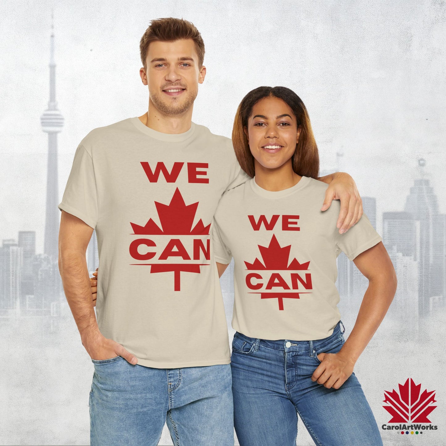 “WE CAN” with Maple Leaf Unisex Cotton Tee – Casual Comfort for Every Occasion