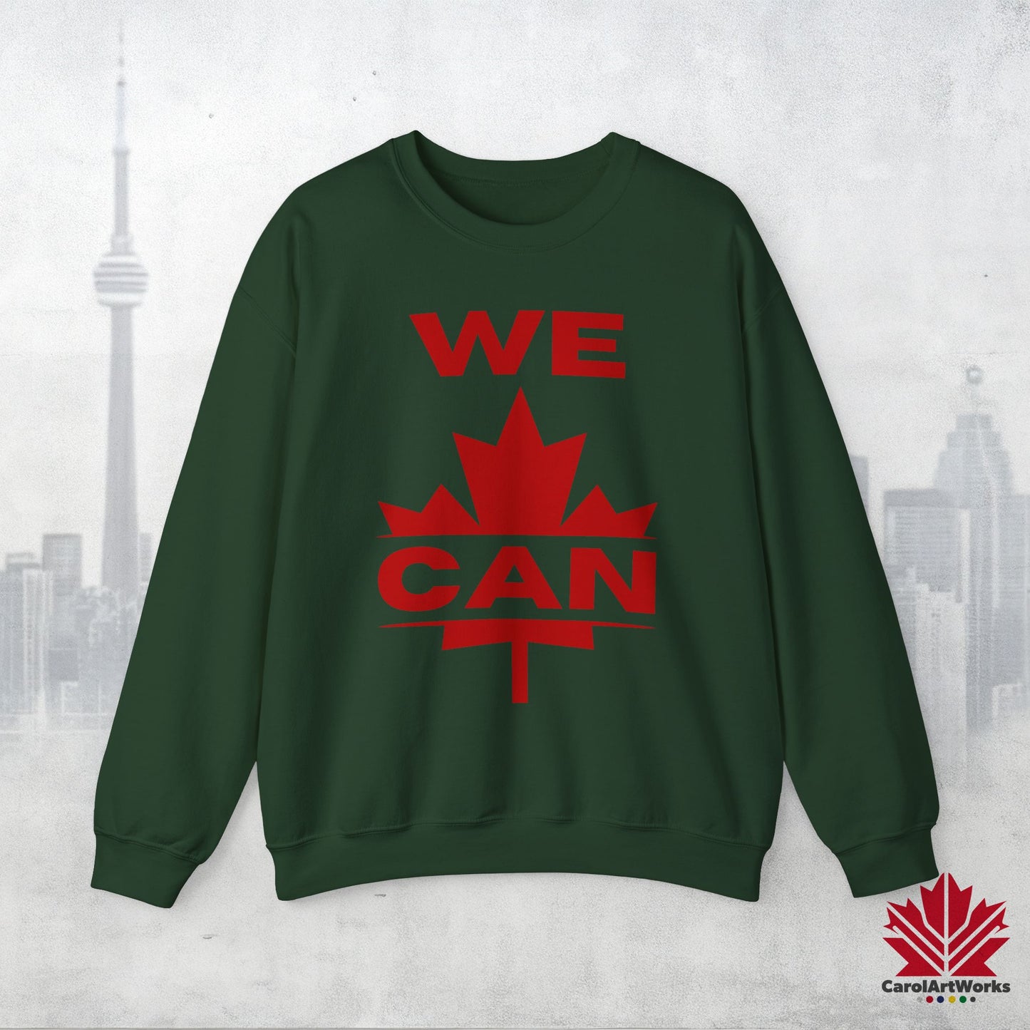 Sweat-shirt unisexe « We Can » avec motif feuille d'érable – Sweat-shirt motivant pour un confort quotidien, fierté canadienne