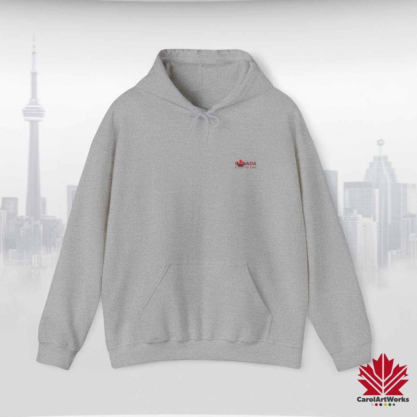 Unisex Hoodie “Canada is Not for Sale” – Red Maple Leaf and Mountains, Warm and Comfortable