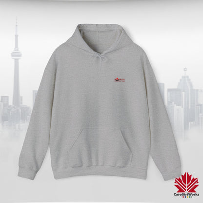 Unisex Hoodie “Canada is Not for Sale” – Red Maple Leaf and Mountains, Warm and Comfortable
