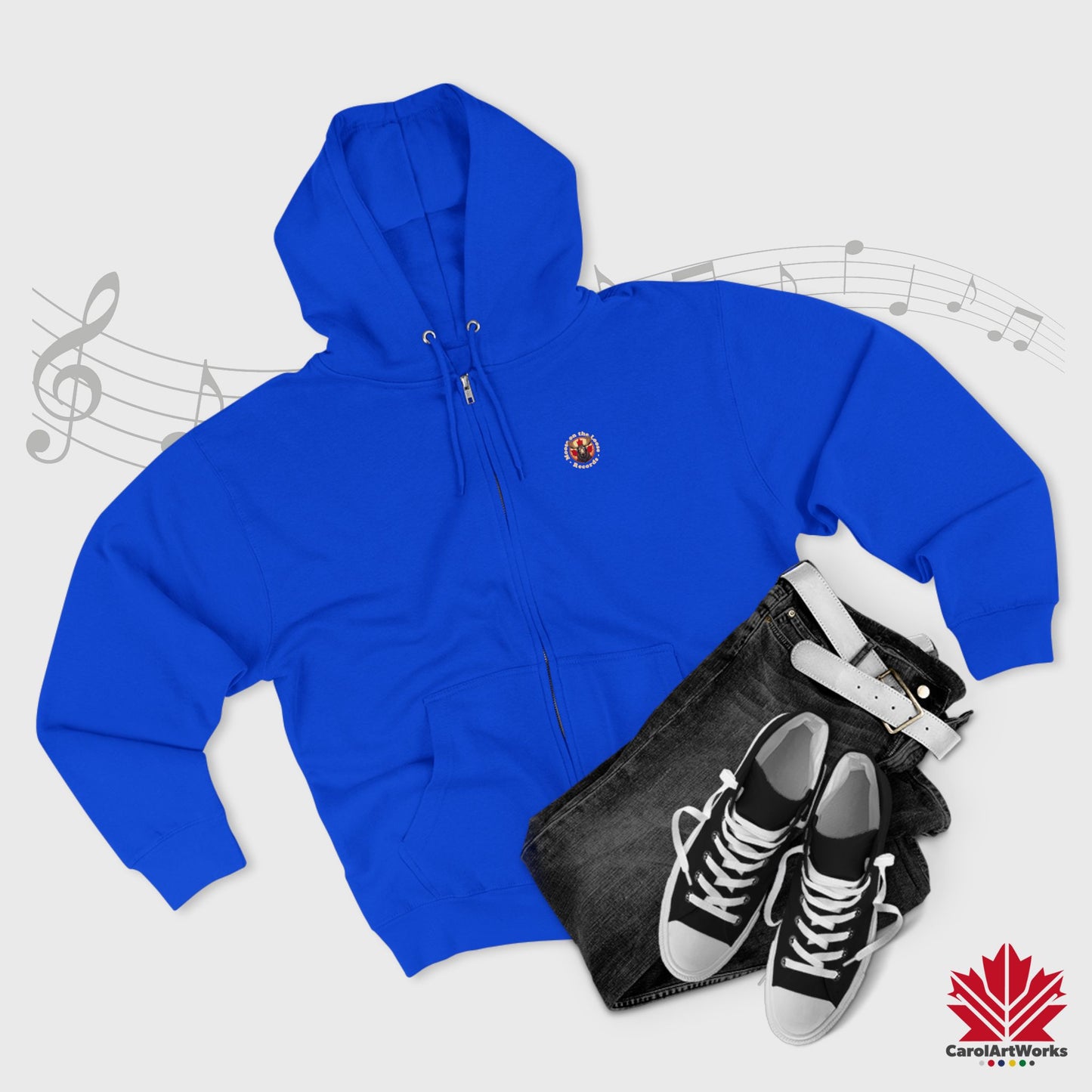 "Moose on the Loose Records" Unisex Zip Hoodie - Cozy and Stylish for Music Lovers