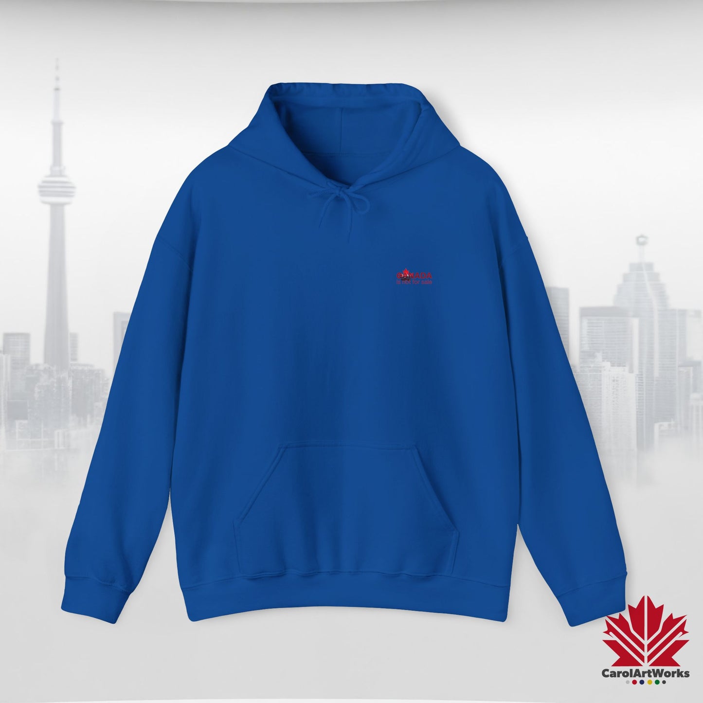 Unisex Hoodie “Canada is Not for Sale” – Red Maple Leaf and Mountains, Warm and Comfortable