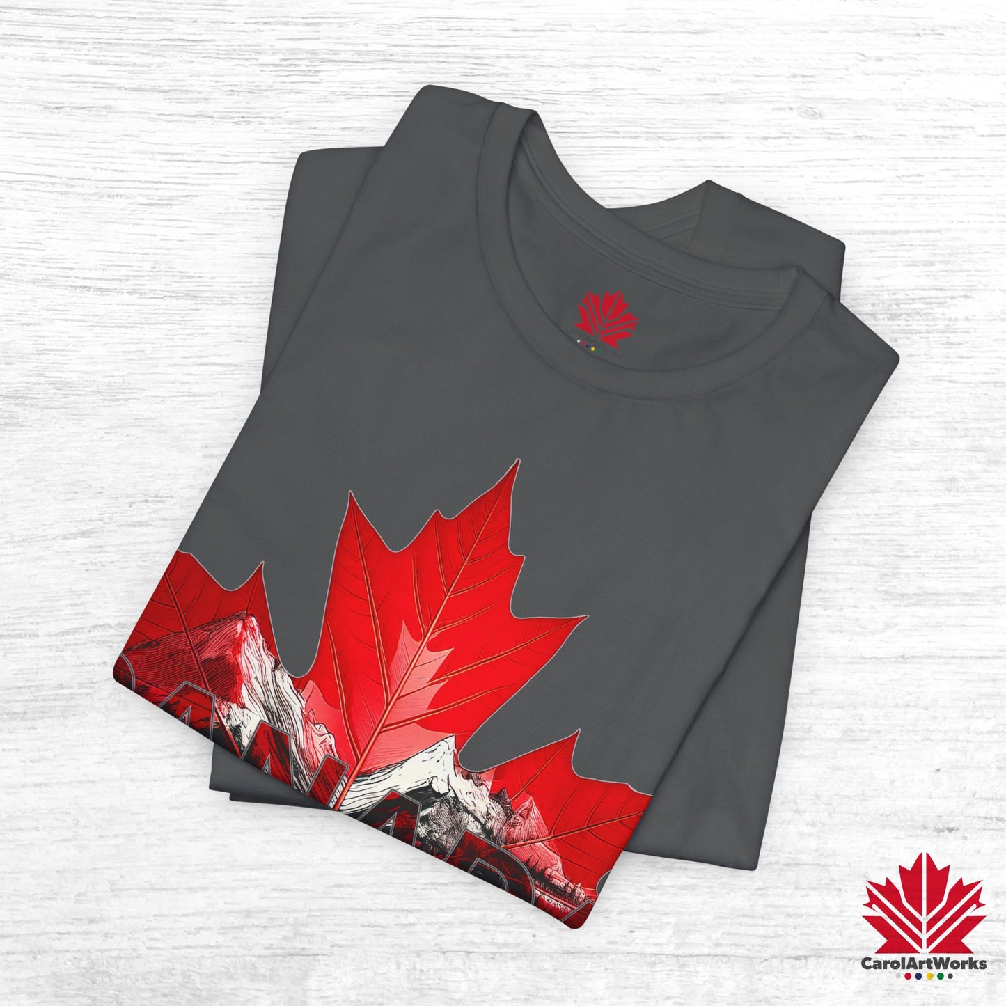 “Canada is not for Sale” Unisex Short Sleeve Tee – Red Maple Leaf and Mountains, Stylish Canada Shirt