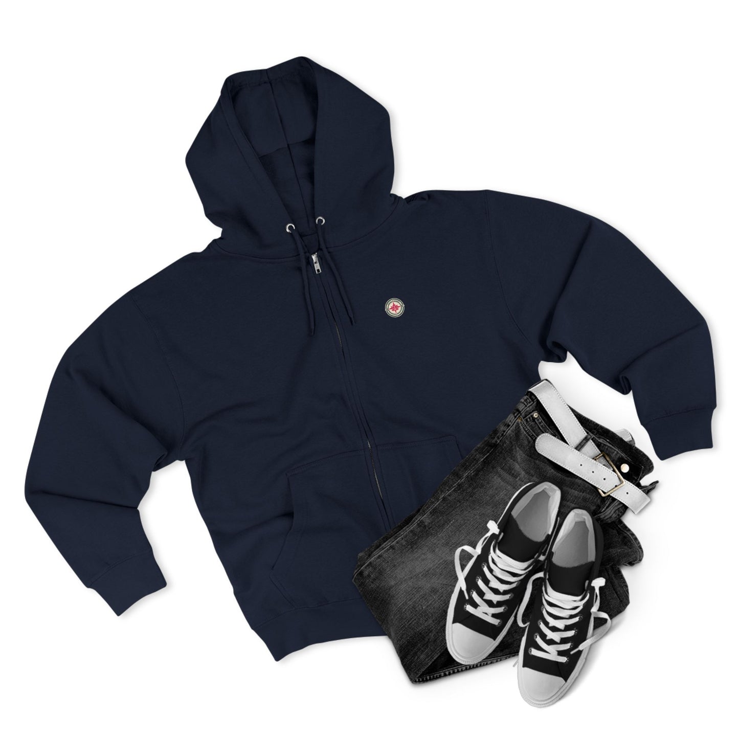 “North Strong” Compass Design Unisex Zip Hoodie – Navigate Adventure with Canadian Pride