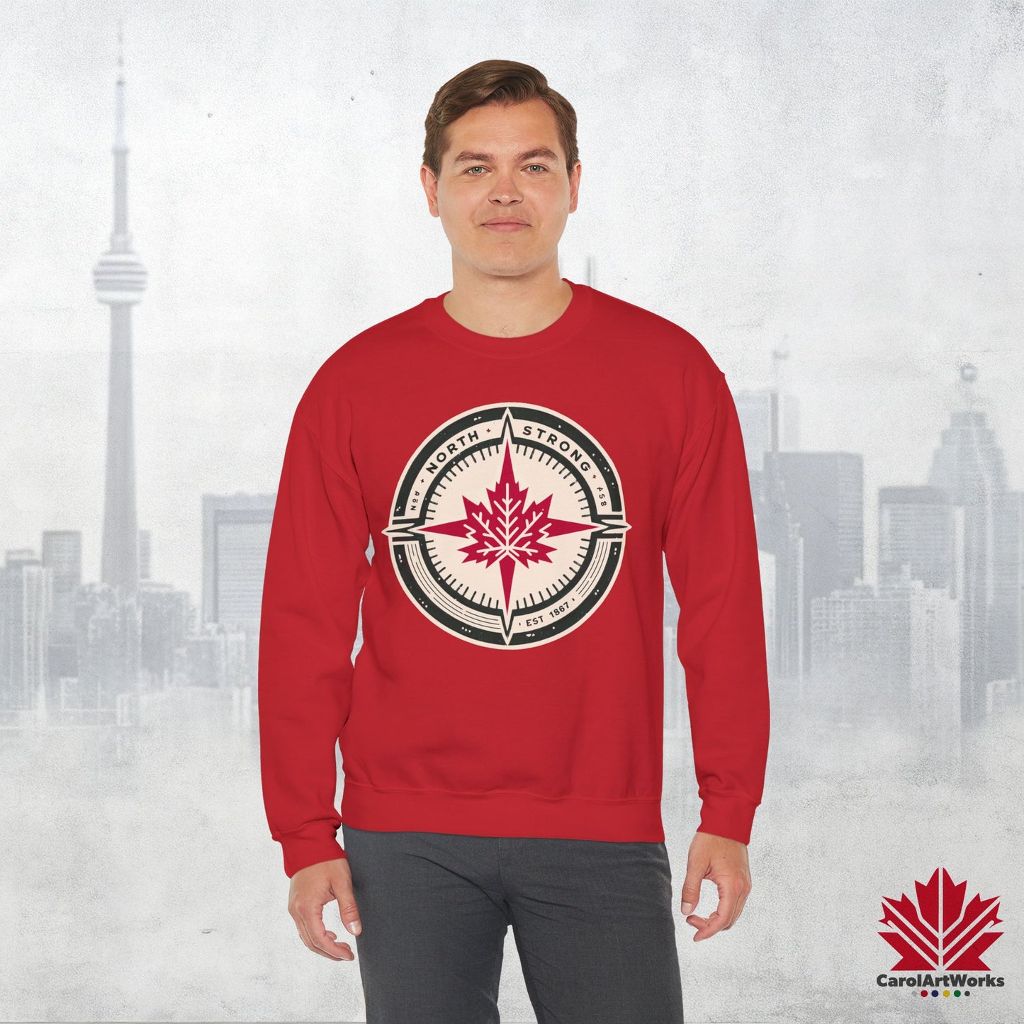 “North Strong” Compass Design Unisex Sweatshirt – Navigate Adventure with Canadian Pride