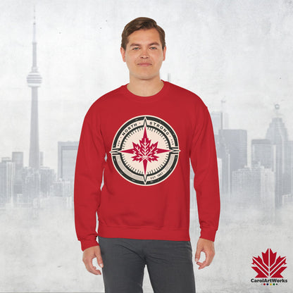 “North Strong” Compass Design Unisex Sweatshirt – Navigate Adventure with Canadian Pride