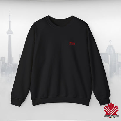“Canada is Not for Sale” Crewneck Sweatshirt - Red Maple Leaf and Mountains, Soft and Warm