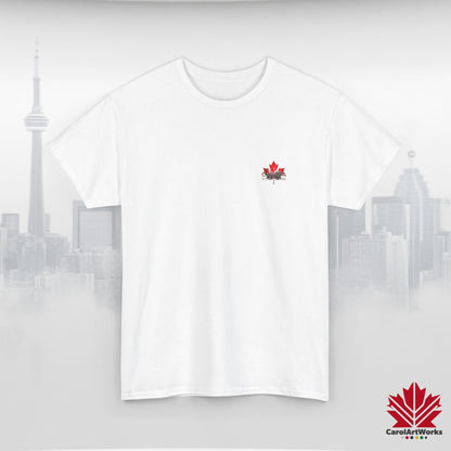 “Canada is not for Sale” Unisex Heavy Cotton Tee – Red Maple Leaf and Mountains, Stylish Canada Shirt