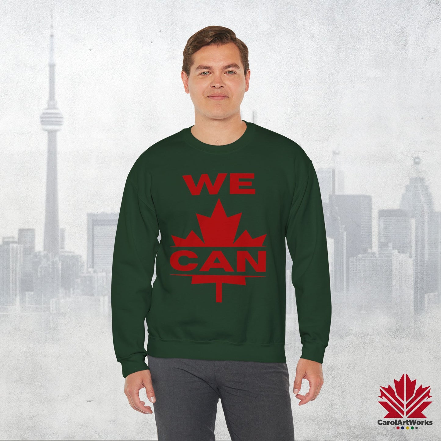 Sweat-shirt unisexe « We Can » avec motif feuille d'érable – Sweat-shirt motivant pour un confort quotidien, fierté canadienne