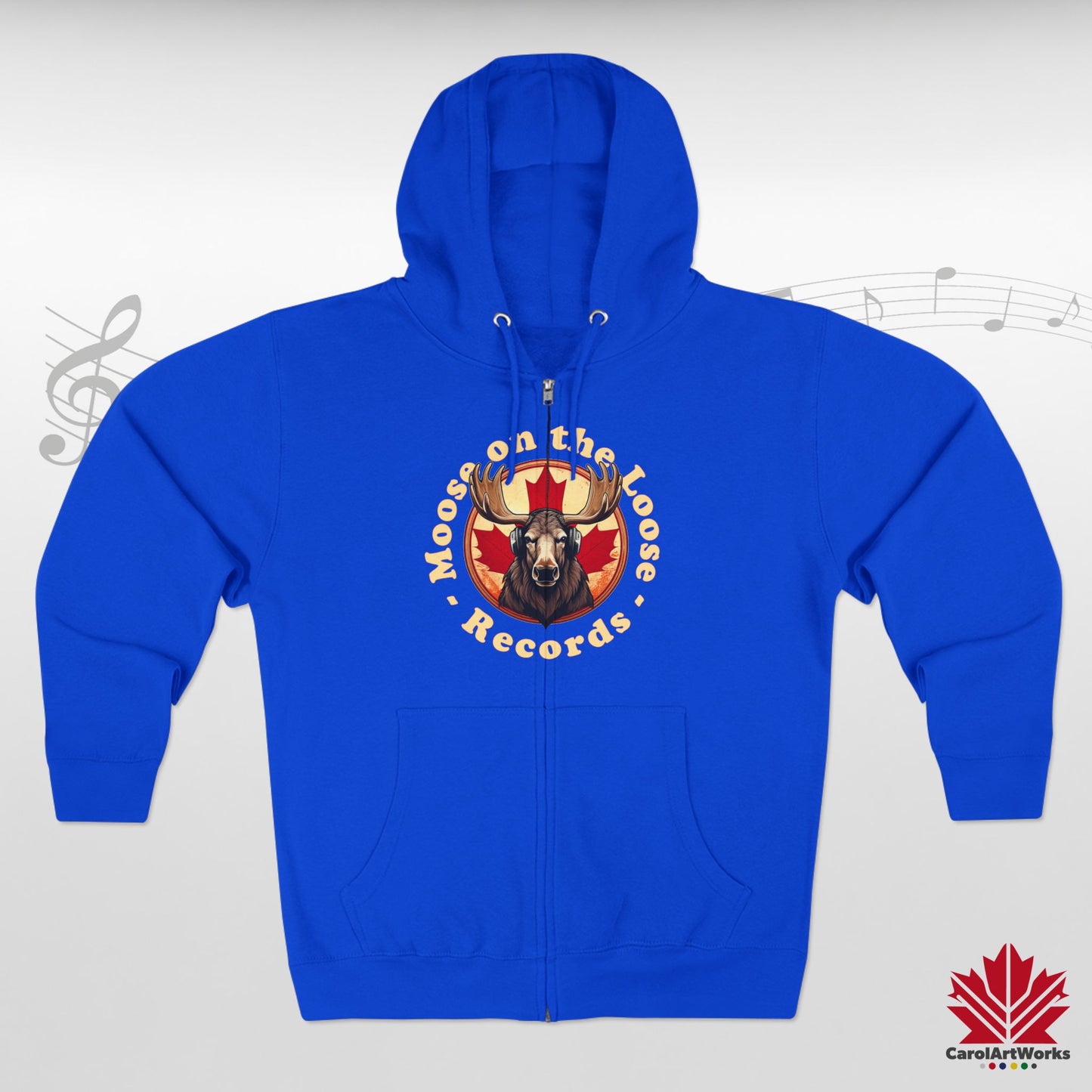 "Moose on the Loose Records" Unisex Zip Hoodie - Cozy and Stylish for Music Lovers